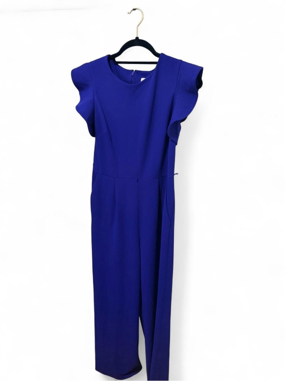 Calvin Klein Cobalt Blue Flutter-Sleeve Jumpsuit